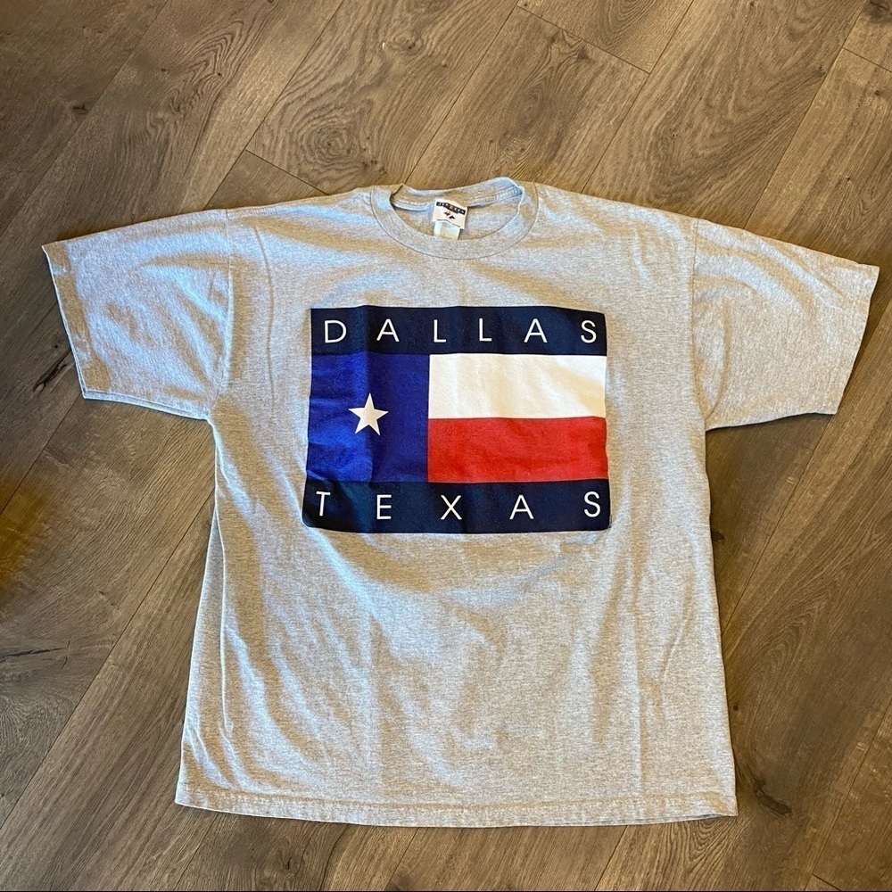Vintage 90s 1996 Dallas Texas Flag Graphic Shirt Size XL